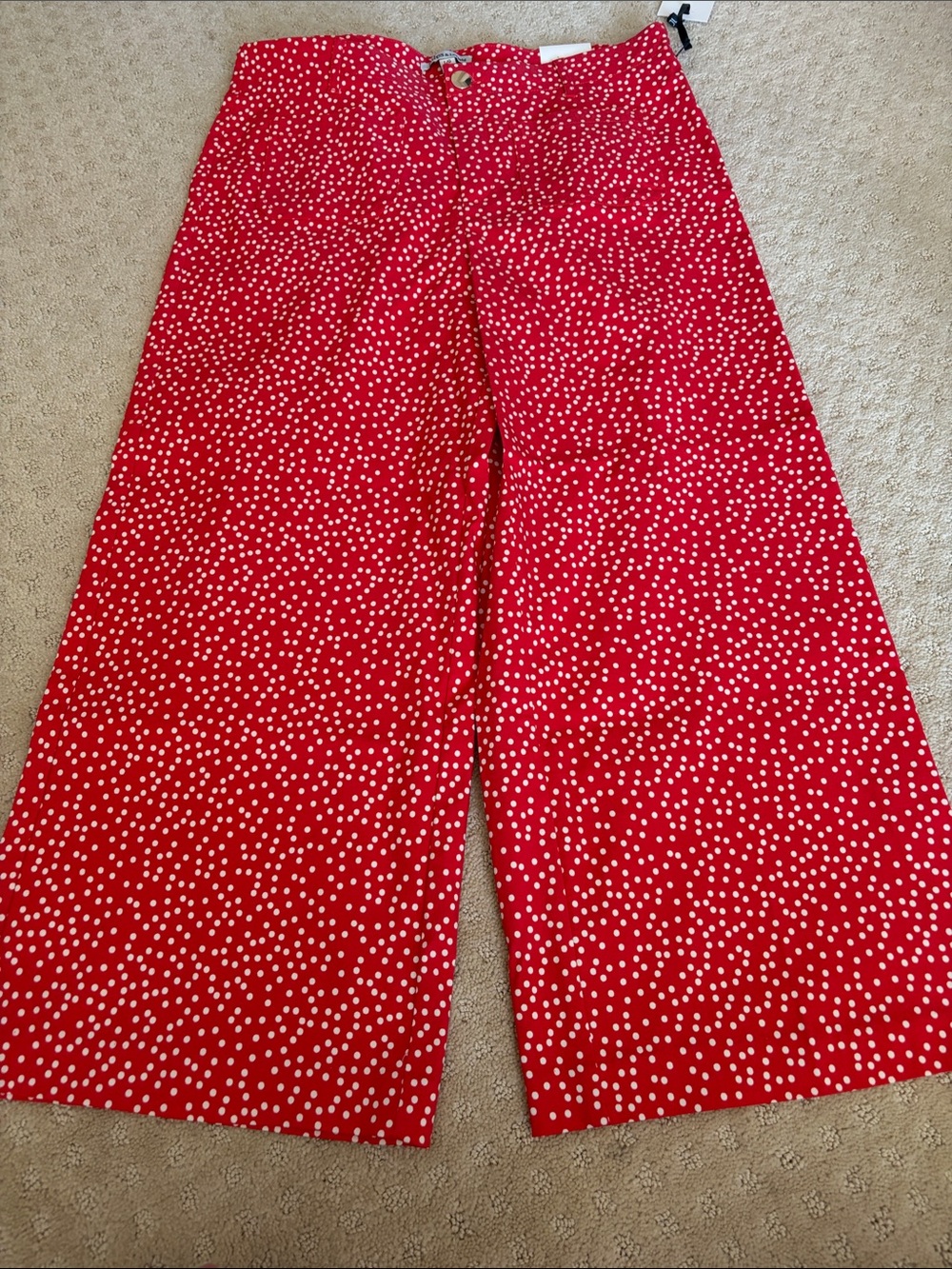 Jules & Leopold Red Polka Dot Wide-Leg Cropped Pants